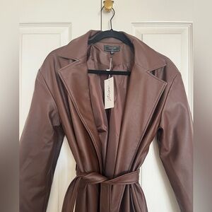 Starlow On Mute Vegan Leather Coat Chocolate Brown